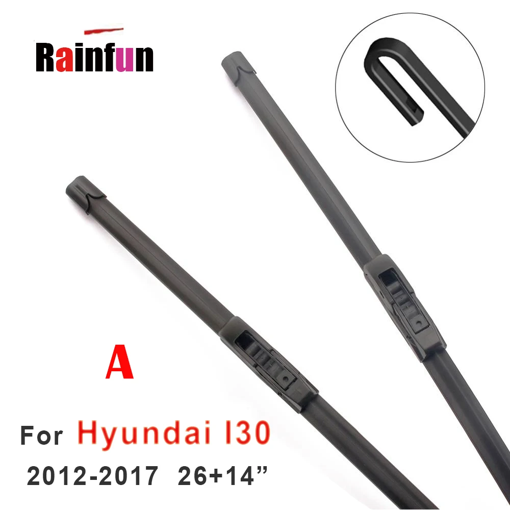 RAINFUN Front and Rear Wiper Blade for Hyundai I30(2007 2017), fit with 12" 13" rear wipers