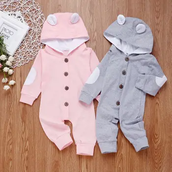 

Newborn baby clothes Autumn Baby Boys Girls Rompers Cute Hooded Ear Infant Girl Boy Jumpsuits Toddler Baby Outfits Clothes