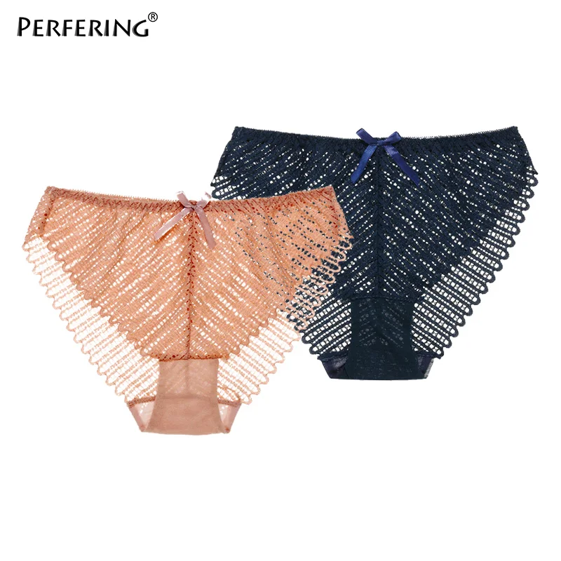 Perfering 2 шт. трусики нижнее белье сексуальные кружевные для женщин с отверстиями