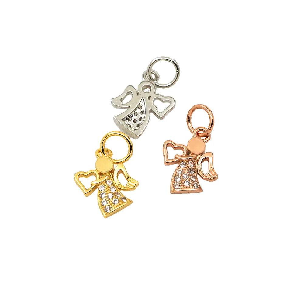 Мини Ангел Кулон милый ангел ожерелье сладкое сердце кулон CZ камень Micropave