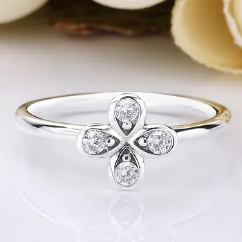 

Original Lucky In Love Clover Rings With Crystal For Women 925 Sterling Silver Ring Wedding Party Gift Fine Jewelry