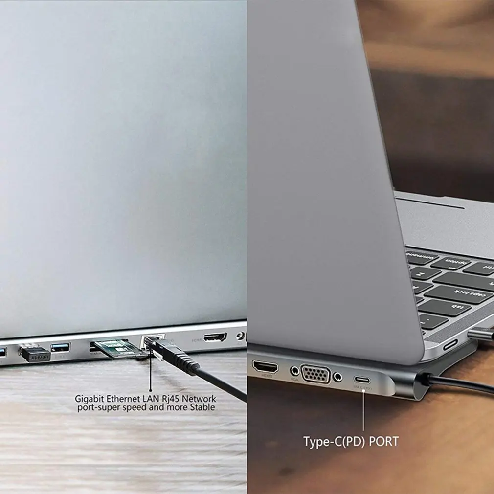 10 в 1 концентратор USB C 4K док-станция Тип C HDMI RJ45 Gigabit Lan PD 100 Вт блок питания концентратор Thunderbolt