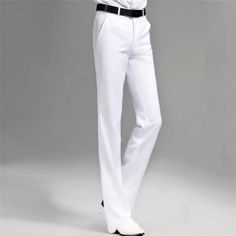 Men's Spring/Summer New Micro Flare Casual Slim Fit Pants Color White Black Gray Trousers
