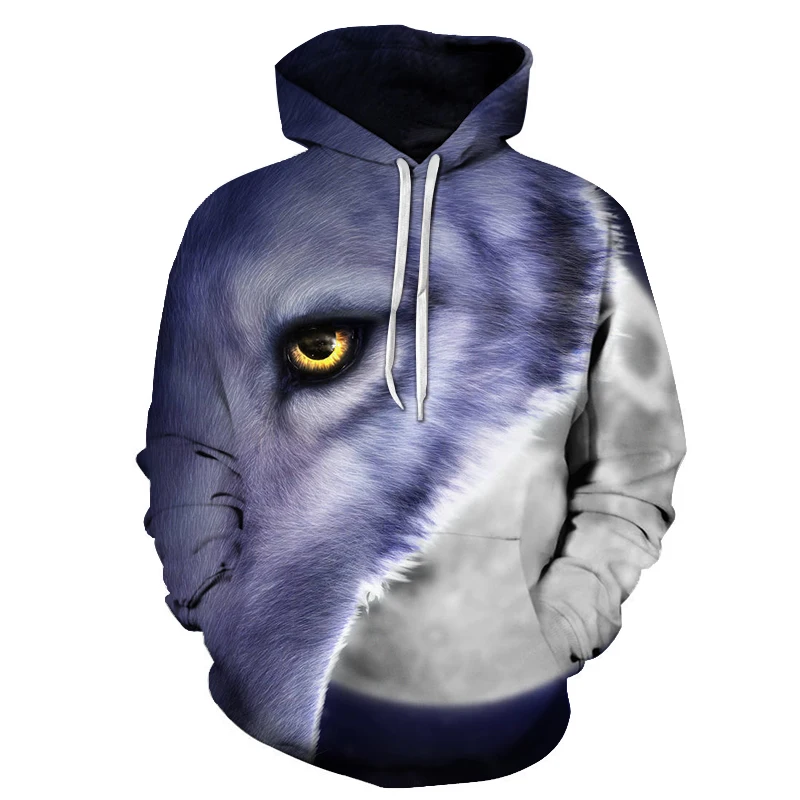  2020 New Men's Hoodie Fall Winter Fashion Hoodie Top Casual Brand 3D Wolf Head Hoodie Sweatshirt