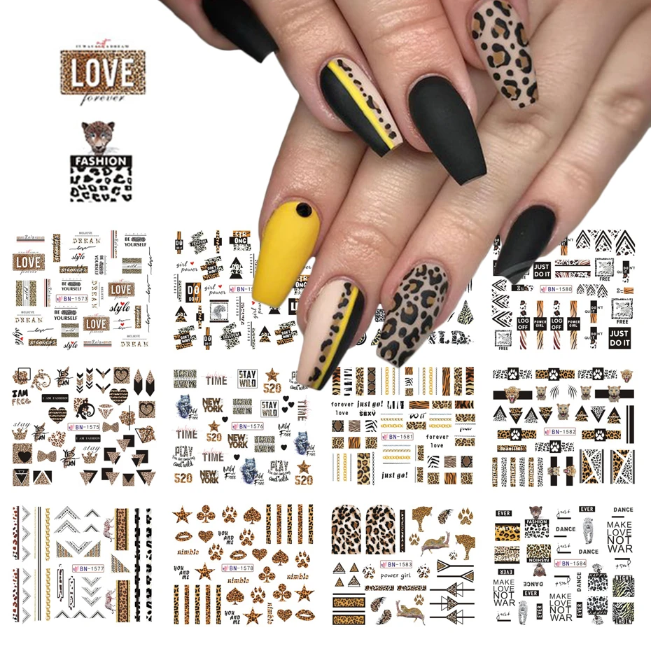 12pcs Leopard Stickers For Nails Cool Strip Cheetah Geometric Water  Transfer Decals Wild Sexy Designs DIY Manicure LEBN1573 1584|Stickers &  Decals| - AliExpress