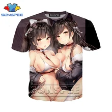 Забавная футболка с 3d принтом аниме для мужчин и женщин, модная футболка с принтом Азур Лэйн, сексуальная детская футболка хараюку, Забавные футболки, homme, футболка A35