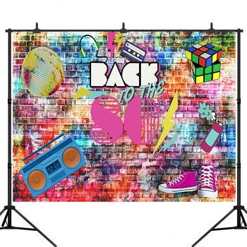 

80's Disco Party Graffiti Photography Backdrop Brick Wall Background Photobooth Prop Studio Photocall Printed Decor