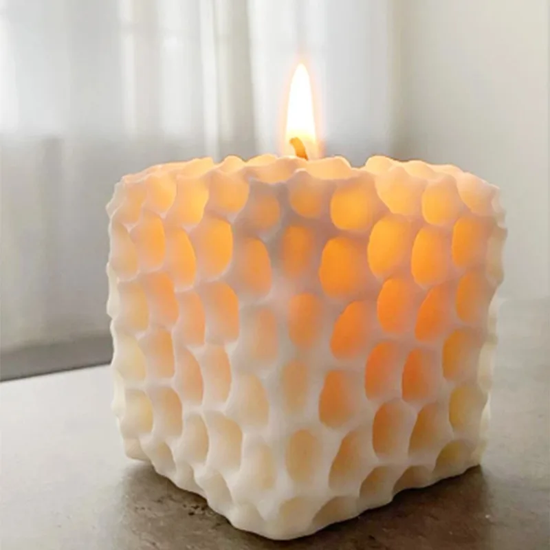 1pc New 3d Square Pattern Candle Mold Handmade Scented Candle