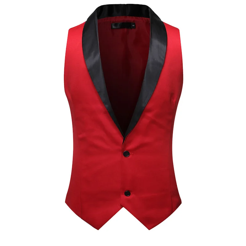 

Red Patchwork Shawl Collar Tuxedo Vest Men 2019 Brand New Slim Fit Sleeveless Vest Waistcoat Men Party Wedding Gilet Costume XXL