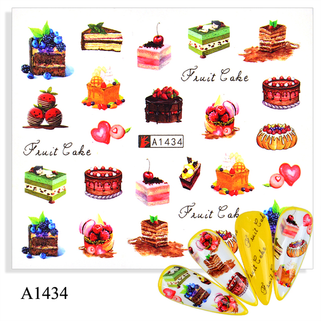 Sheet Nail Sticker Ice Creams Animal Fruit Cup Cake Water Decal Accessories Summer Designs Manicure Nail Art Transfer Sticker