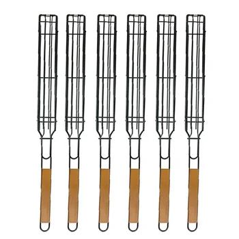 

Portable BBQ Barbecue Grilling Basket Non Stick Grilling Set of 6 Kabob Basket for Meats Vegetables Steak