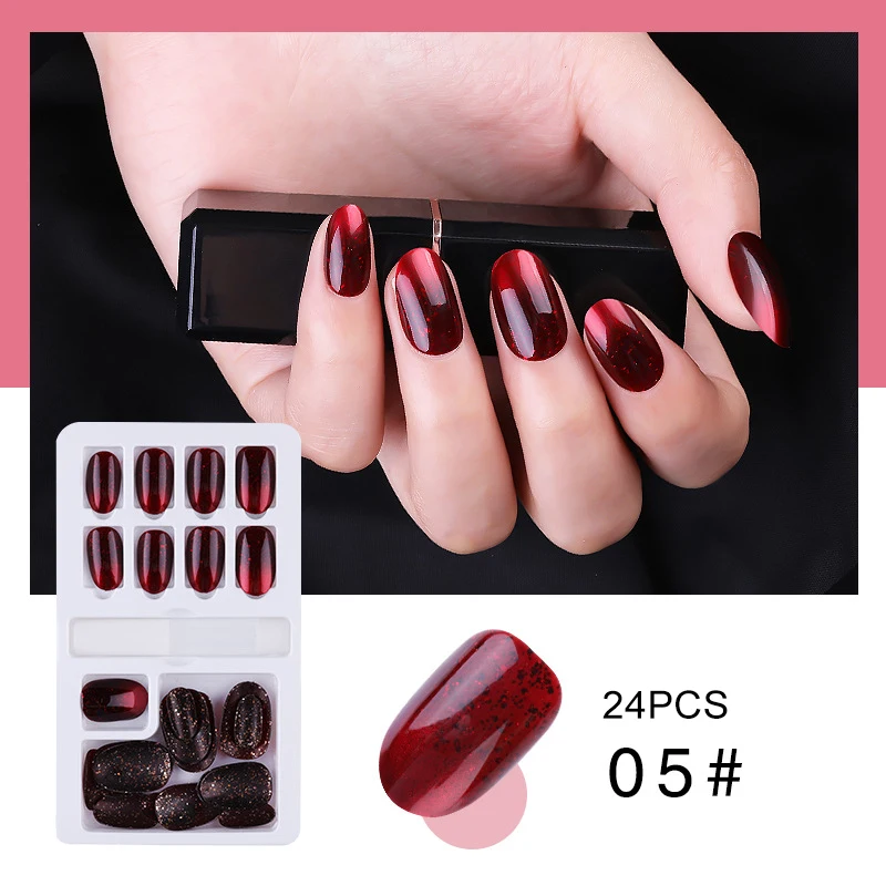 24pcs--05 Накладные ногти с полным покрытием, 24/30 шт, 28 стилей, Готовые накладные ногти, искусственные ногти, украшения для женщин, сделай сам, инструменты для дизайна ногтей - Цвет: 24pcs--05
