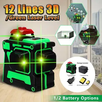 

Blue/Green Line Laser Level Tripod 12 Line 3D 360 Rotary Self Leveling Horizontal Vertical Cross Super Powerful Laser Beam
