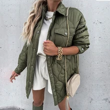 Women's Winter Jacket Fashion Plaid Leisure Solid Color Trend Lapel Single Breasted Cotton Women's Wear зимняя куртка жеснкая