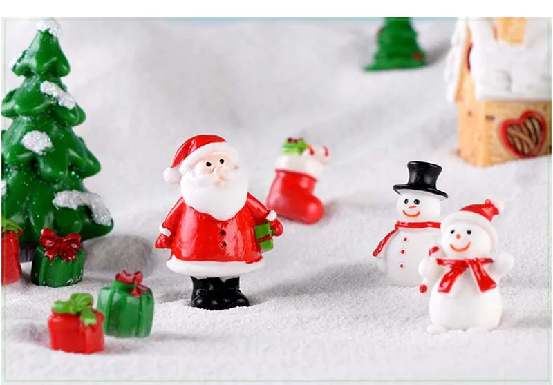 Санта-Клаус миниатюрная Рождественская елка Снеговик Подарочная коробка Декор Орнамент сани микро пейзаж Снежная сцена подарок на год Декор для дома