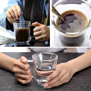 

Coffee Mug Double Wall Glass Thermal Insulated Tea Mug Cup with Handle for Hot Cold Beverage