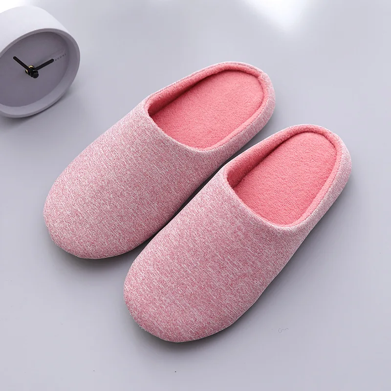 Suihyung/домашние тапочки; сезон осень-зима; женские и мужские мягкие Нескользящие шлепанцы на плоской подошве; теплая Домашняя обувь для влюбленных; легкая хлопковая обувь - Color: Rosy Red