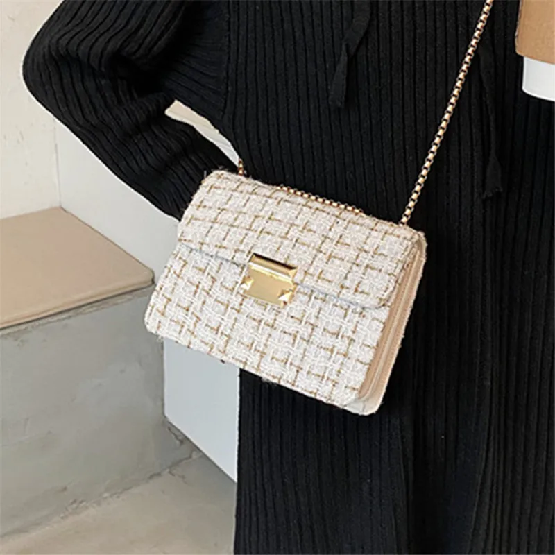 

Fashion Simple Small Square Bag Women's Portable Handbag 2020 High-quality PU Leather Chain Shoulder Bags Casual Ladies Lock Bag
