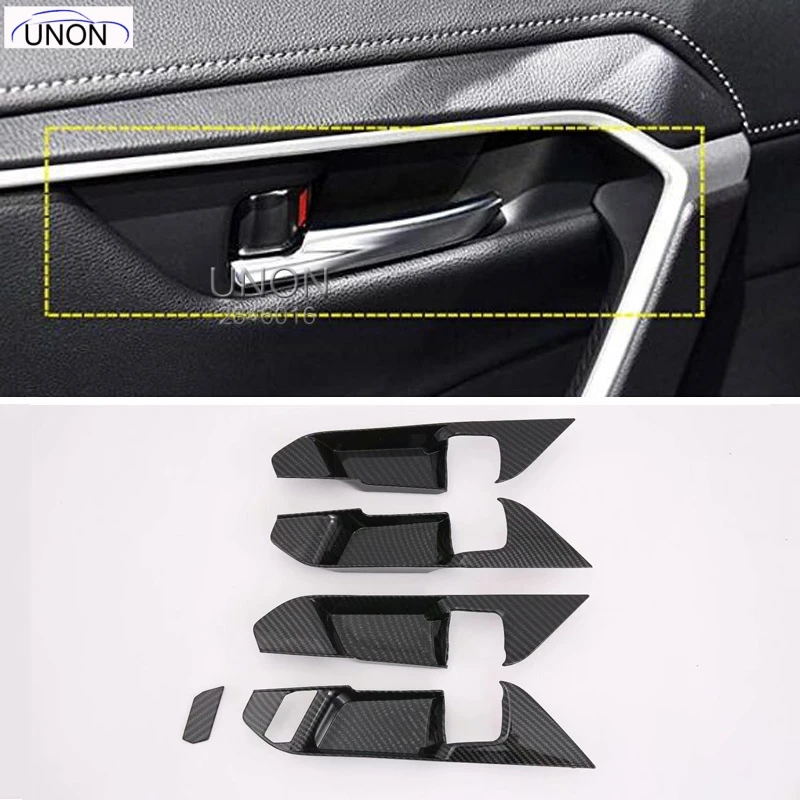 Fit Right Hand Drive and Left Door Inner Handles Bowl Cup Cover Trim ABS Carbon Fiber for Toyota RAV4 XA50 2019+ | Автомобили и