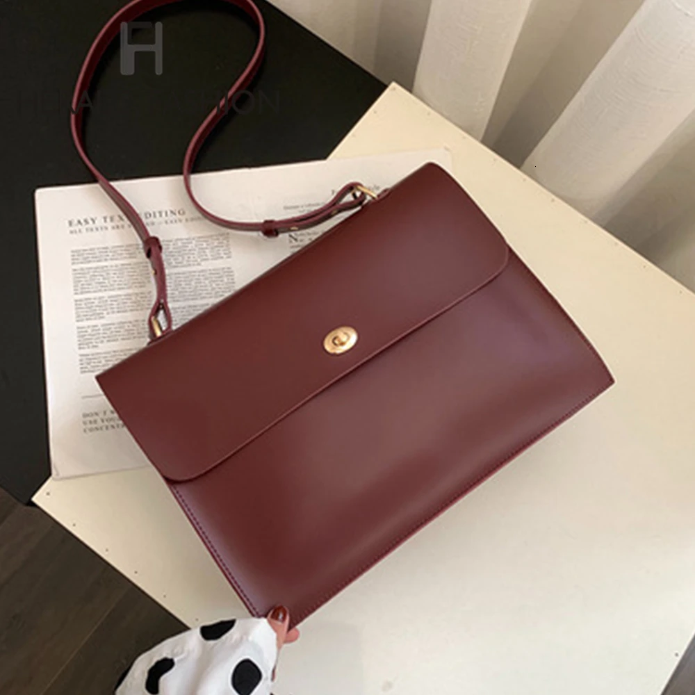 cheap Herald Fashion Retro Female Big Bag New Quality PU Leather Women #039;s Designer Handbag Ladies Tote Shoulder Messenger Bags 2019