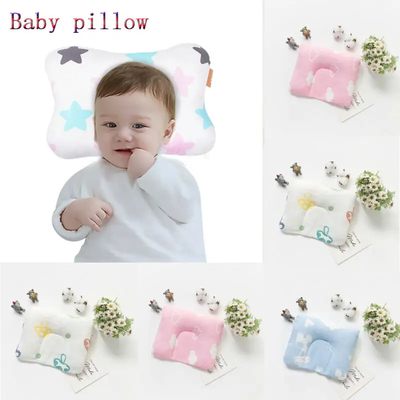 PUDCOCO Cute Newborn Baby Cot Pillow Prevent Flat Head Protection