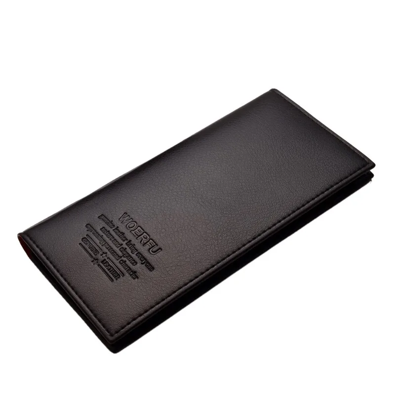 Dark brown Мужские деловые Длинные кошельки из искусственной кожи Модный маленький кошелек с буквенным принтом держатели для карт черный/темно-коричневый Carteira - Цвет: Dark brown
