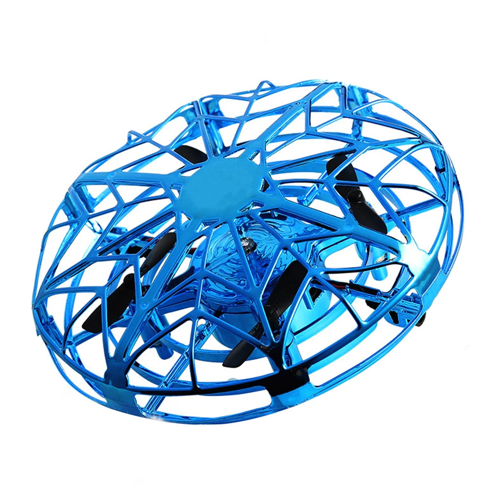 Четырехосный мини-Дрон, датчик жестов, Квадрокоптер, НЛО, Радиоуправляемый Дрон, классные игрушки для детей, интеллектуальный Летающий Квадрокоптер - Цвет: Синий
