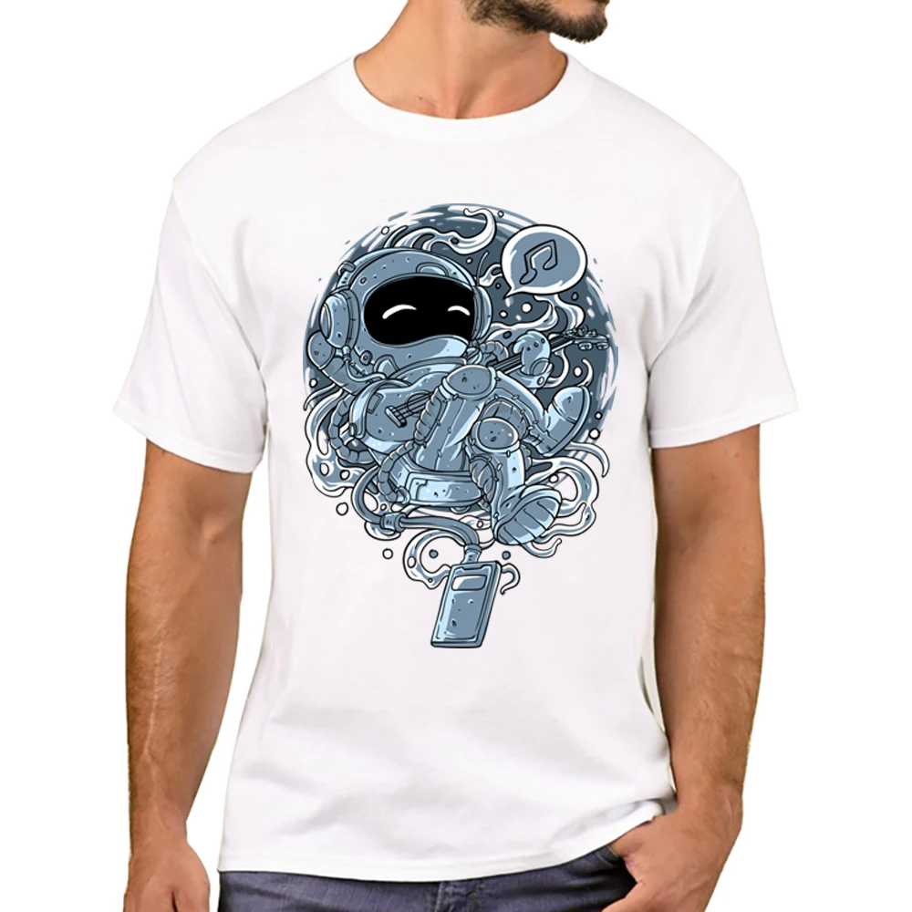 TEEHUB Hot Sales Fashion Vintage Men T-Shirt Astronaut Playing Guitar Printed T Shirts Short Slve Tshirts Boy Haruku_voghion.com