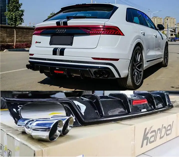 Real Carbon Fiber Stainless Steel Rear Bumper Diffuser Exhaust Tips For