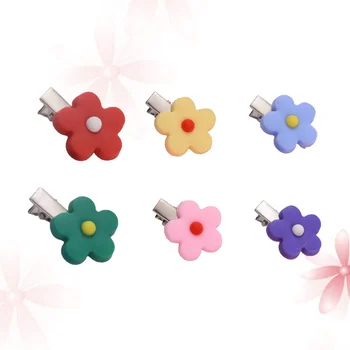 

6Pcs Personality Hairpins Handmade Polymer Clay Hair clips Color Small Flower Cute Graceful Style Barrettes for Gils Ladies Wome