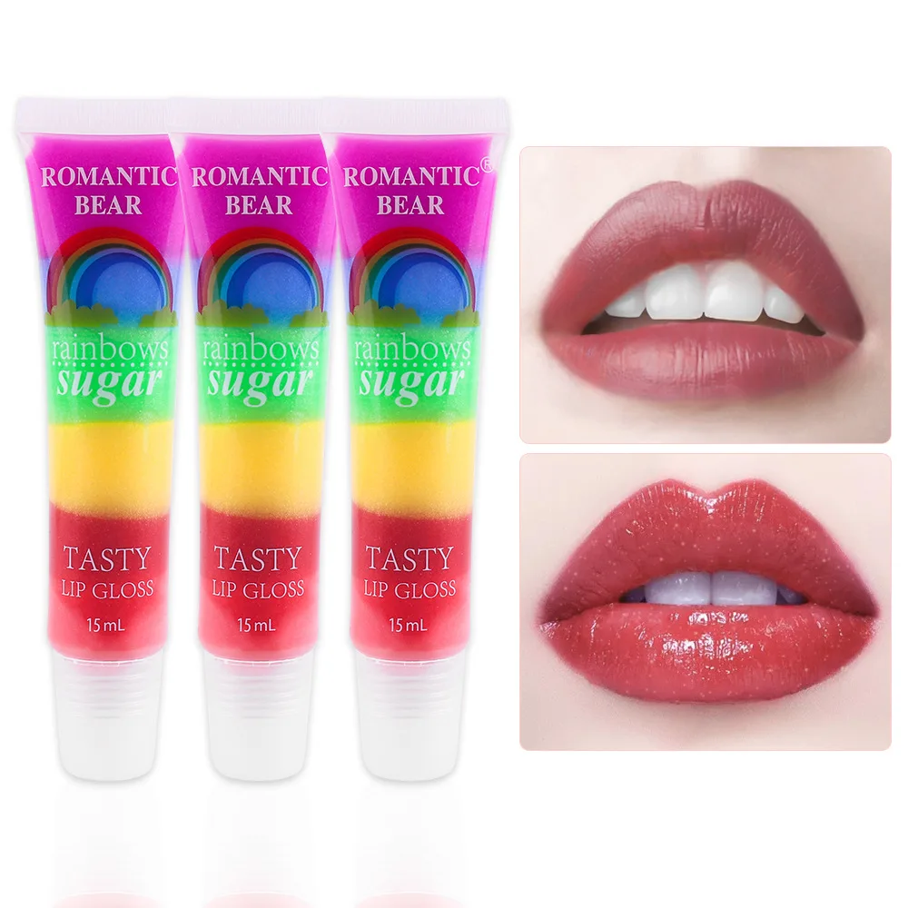Wholesale 12/24pcs Rainbow Sugar Lip Gloss Cute Natural Moisturizing