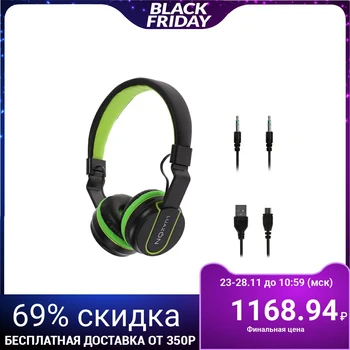

HQ-3 wireless headphones, foldable, microphone, microSD slot, black-green
