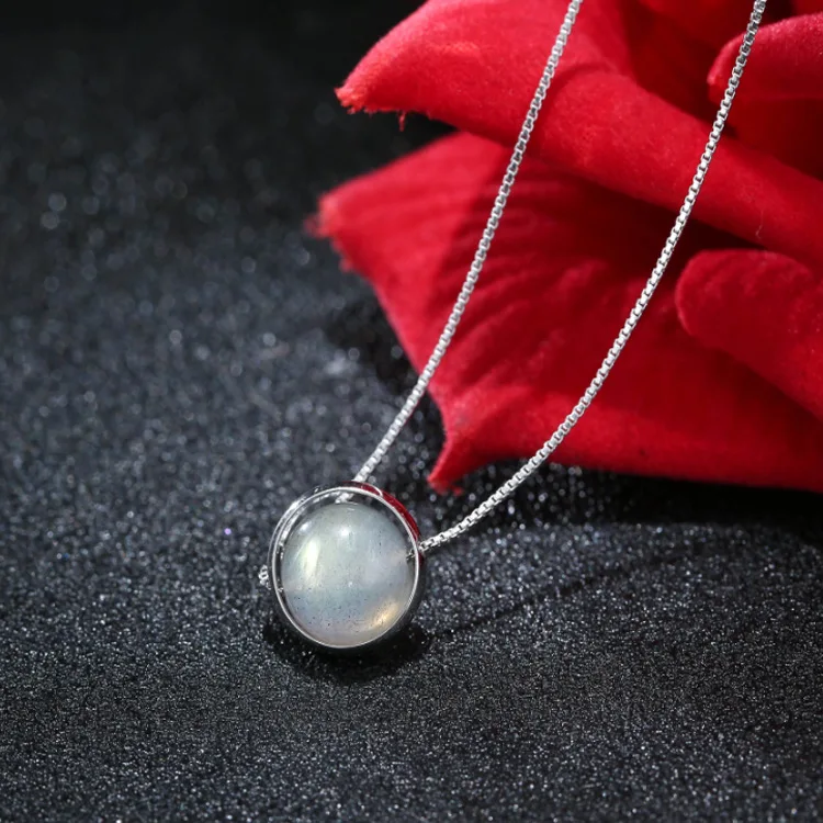 Best Genuine S925 Sterling Silver Labradorite Pendant Necklace For Women Fine Jewelry Nature Gemstone Handmade bijoux femme | Украшения и