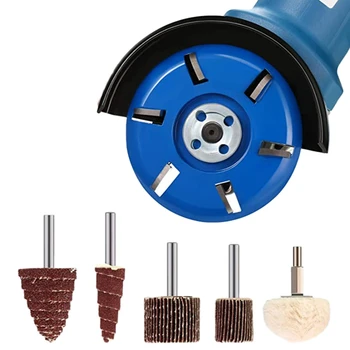 

Six Teeth Power Wood Carving Disc Tool Arc Teeth Milling Cutter , Polishing Wheel Abrasive Flap Wheel Sander for Grinding and Po