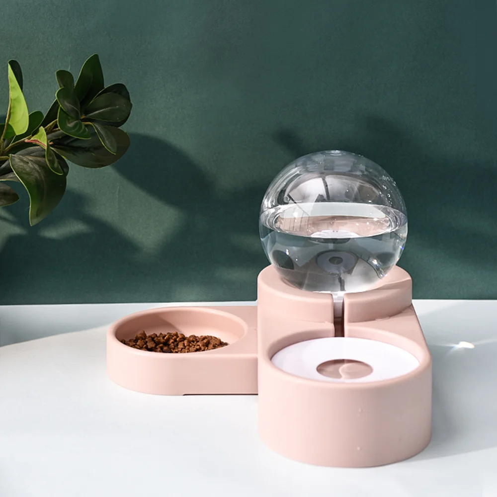 Pet Cat Dog Water Food Feeder Automatic Dispenser 1.8L Bubble Water Container Stainless Steel Bowl For Drinking Eating 2020 Sale