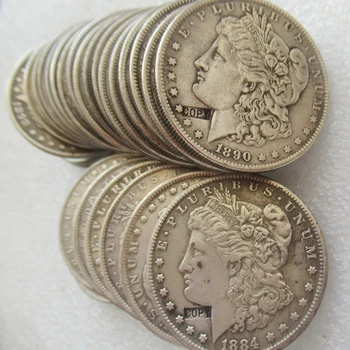 

Morgan Dollars 28-S (1878-1921) American One Dollar Stamped Coins Silver-Plated REPLICA Decorative
