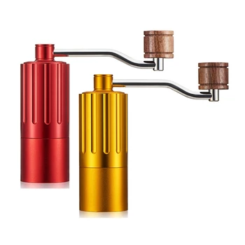 

2x Manual Stainless Steel Core Coffee Grinder Adjustable Coffee Mill with Storage Rubber Loop Easy Cleaning Red & Gold