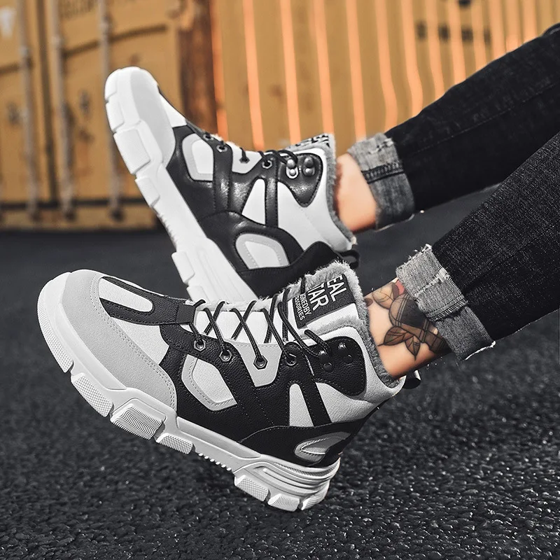 

Men's 2019 Autumn round-Toe Genuine Leather Casual Men's Winter Workwear Martin Boots Cotton-padded Shoes Versatile Breathable B
