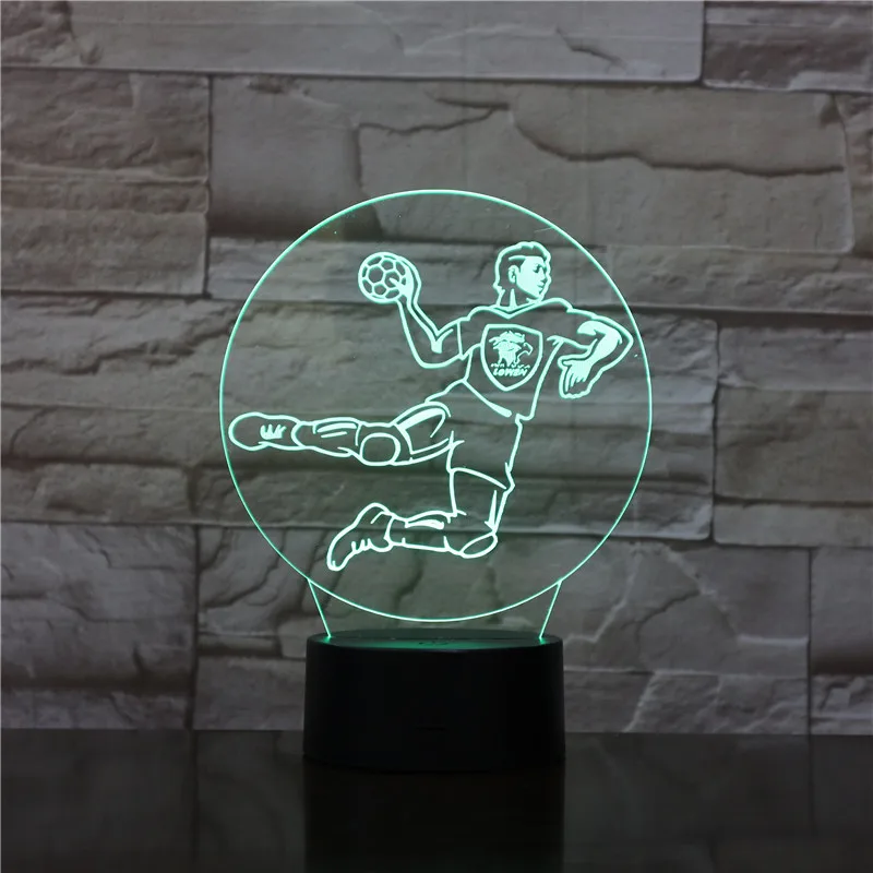 Handball 3D Led Lamp 7-Color Touch Base Night Light Table Lampara Lampe Baby Sleeping Nightlight Sport Fans Kids Gift 1955 | Освещение