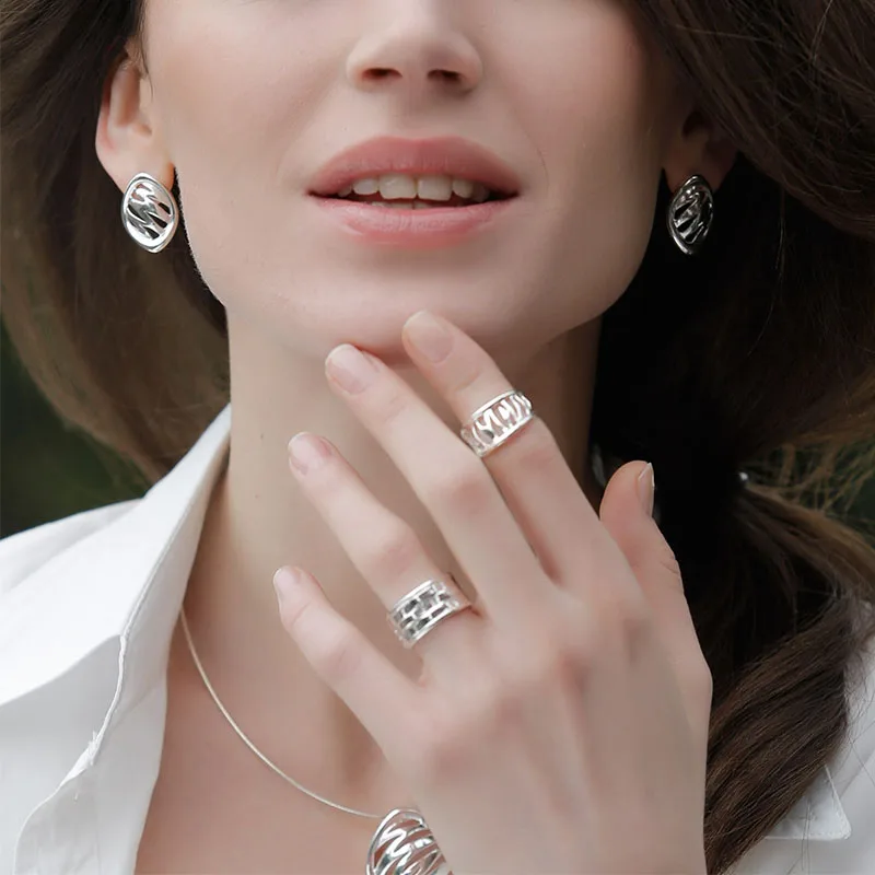 SA SILVERAGE 2020 Real 925 Sterling Rings None Party Trendy Anel Feminino Fine Jewelry Women Unique Zebra Stripes Bisuteria | Украшения и