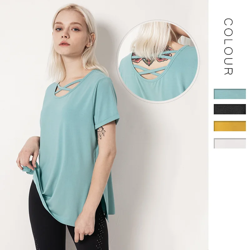 

Sports T-shirt Woman Short Fitness Sport Workout Sleeve Yoga Tops Loose Sports Tops Fitness Shirt Women Quick Dry Running Shirts