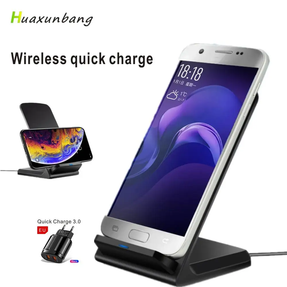 

Wireless Charger Quick 3.0 Fast Wireless Charger Stand For iPhone 11 X XS XR Samsung Xiaomi phone Qi Charger Tablet Wall Adapter