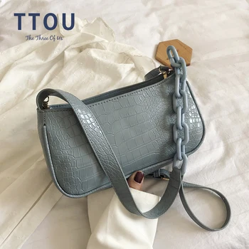 

Luxury Handbag Women Bags Designer Famous Brand 2020 New Alligator Leather Tote Lady Big Chain Baguette Shape Bags Shoulder Bag