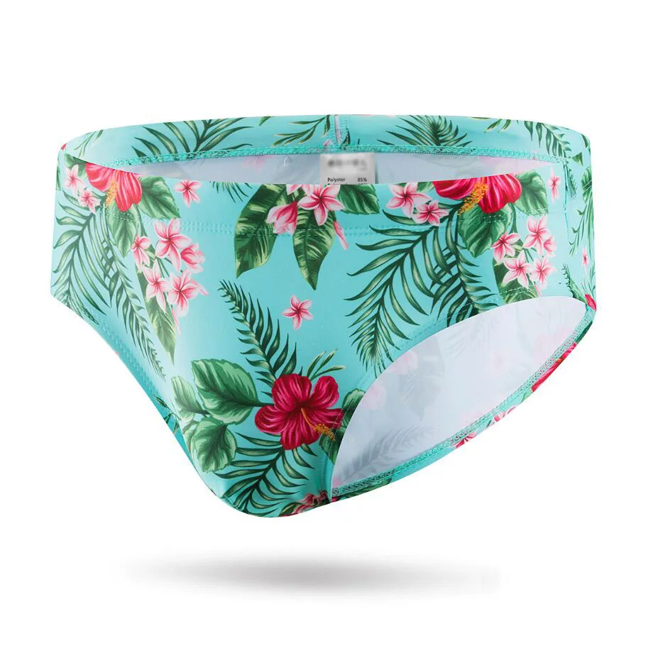 Lily flower print swim Breifs водонепроницаемые купальники мужские сексуальные купальные костюмы мужские купальные шорты для купания мужские плавки шорты быстросохнущие - Цвет: rose