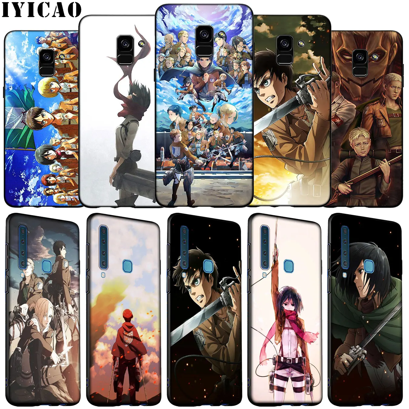 IYICAO Attack On Titan Soft Silicone Phone Case for Samsung Galaxy A6 A9 A8 A7 2018 A3 A5 Note 9 8 10 Plus 20 Ultra Cover | Мобильные