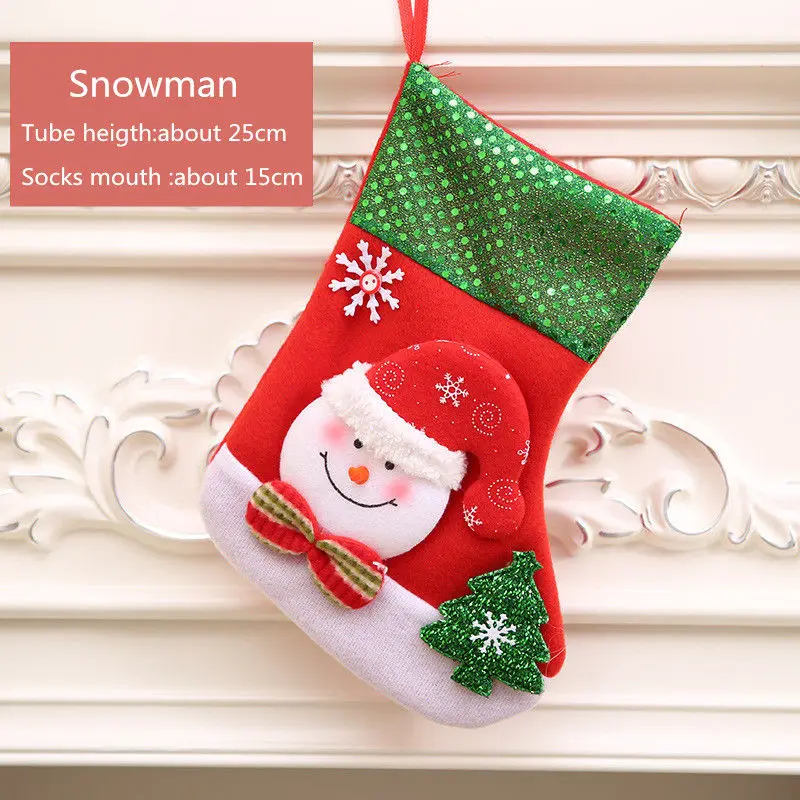 Snowman Рождественский Подарочный пакет для конфет, 12 шт., снеговик, чулок с медведем, носки, висячие украшения для рождественской елки, праздничные вечерние принадлежности - Цвет: Snowman
