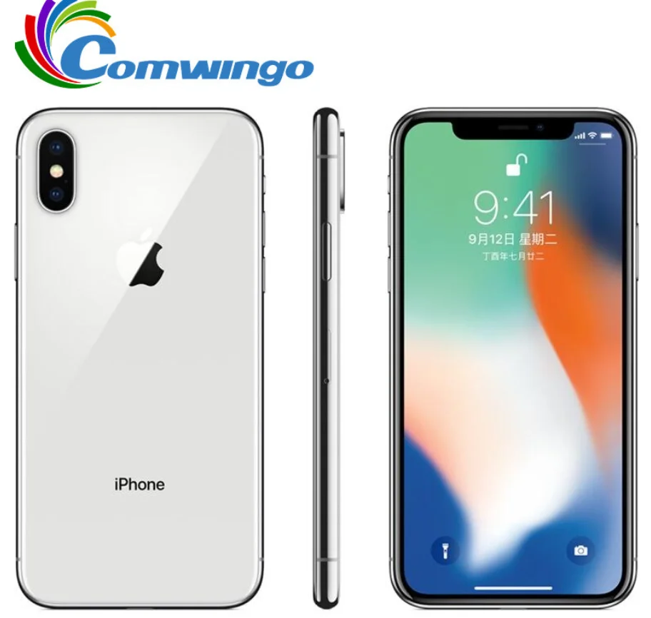 Apple iphone x original, 64gb, 256gb rom, 5.8 polegadas, ios, hexa core, câmera traseira dupla de 12mp, desbloqueado, 4g, lte, iphone x