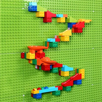 

77PCS/Set Big Size Block Mable Race Run Building Block Compatible City Duploed Base Plate Funnel Slide Wall Baseplate