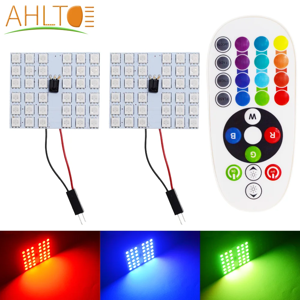 2X T10 5050 12SMD 15SMD 24SMD 36SMD дистанционного Управление RGB автомобиль панель светодиодов