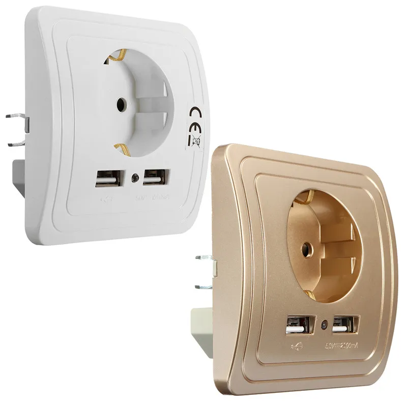 

Excellway 1.5A/2A Dual USB Port Electric Wall Charger Adapter EU Plug Socket Switch Power Charging Outlet Panel New